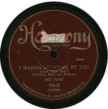 I Wanna Be Loved By You - Dot Dare - Harmony 792-H